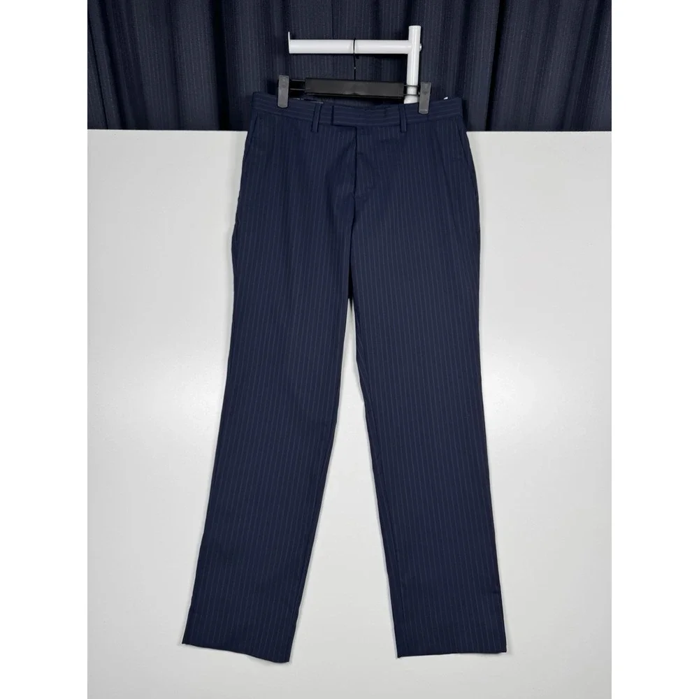 New Banana Republic Navy Pinstripe Standard Fit Performance Wool Pants 30x30